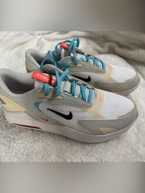 Nike Air Max White Gray Cream Sneakers with Teal and Coral Accents